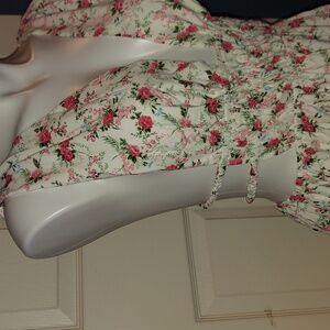 Shein Floral Print Backless V-Neck Mini Dress Large